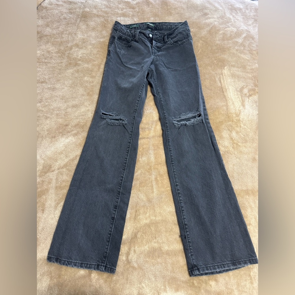 Wild Fable Charcoal Distressed Flare Jeans